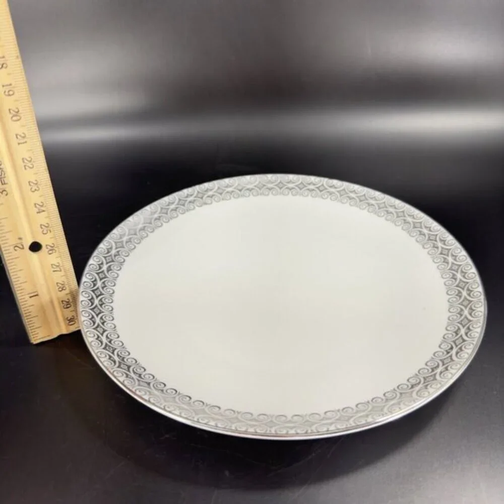 Winterling Schwarzenbach Bavaria Porcelain Dish Plate Platinum Germany Set 4 VTG